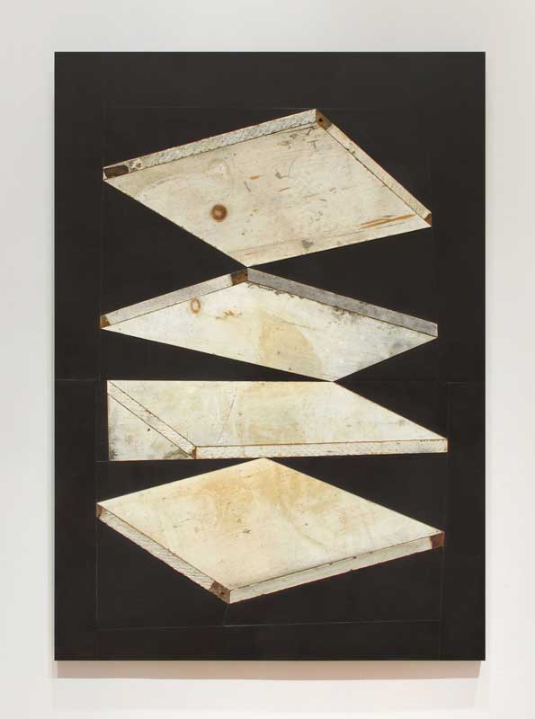assemblage with found shelves