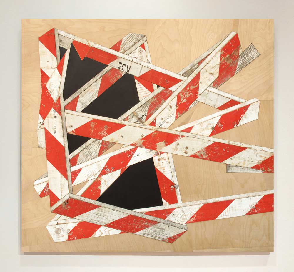 assemblage with found barricades