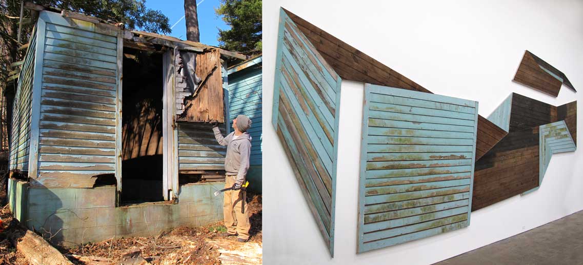 assemblage with found building